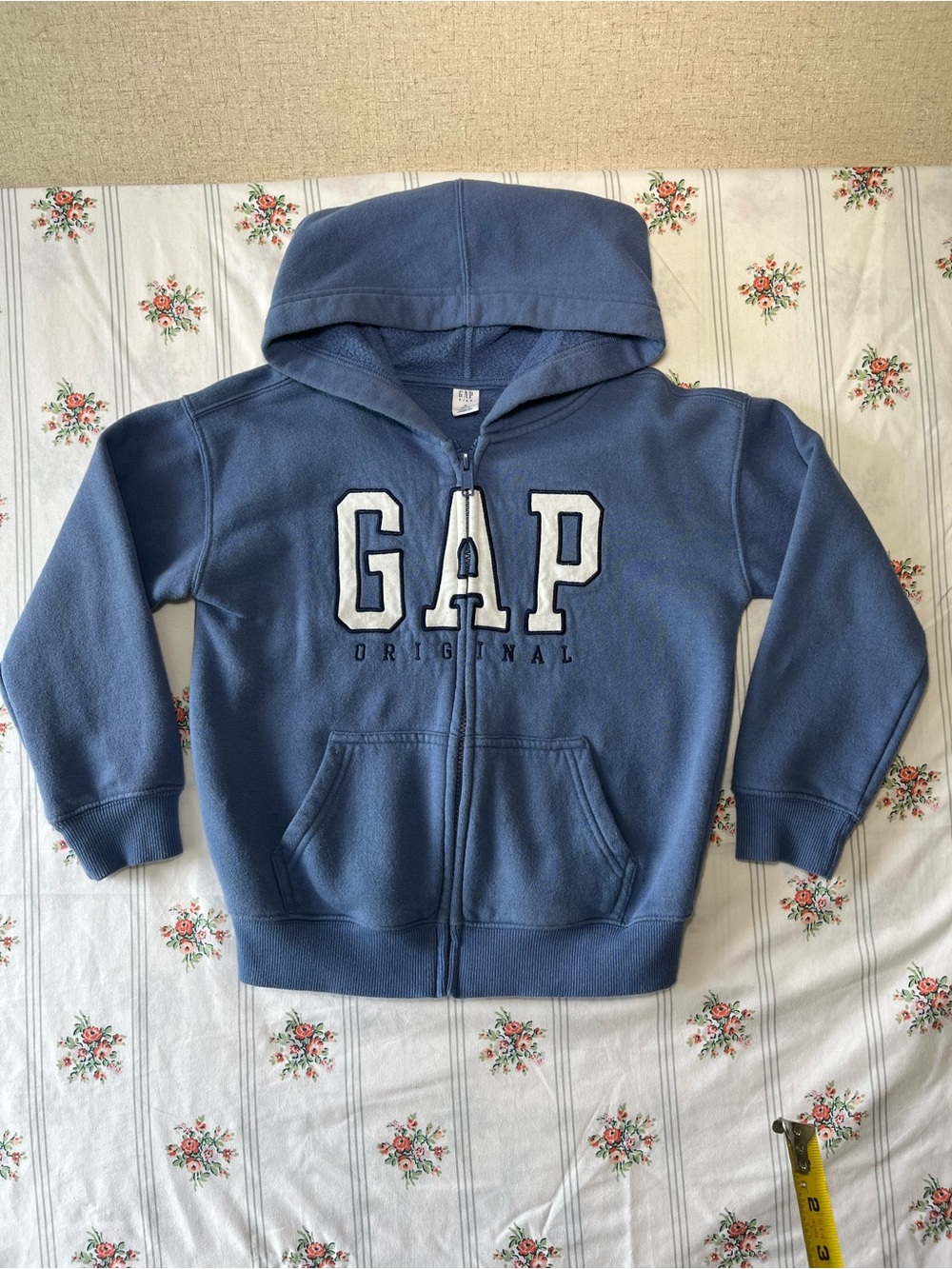 GAP Blue Hooded Zip Sweatshirt with White Logo
